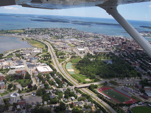 Portland, Maine borders Casco Bay home to several hundred small islands.