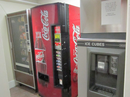 There are vending and ice machines located between the first and second floors (main stairwell) and also in the Game Room in the basement. (Ice is complimentary!)