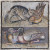 Central panel of a floor mosaic with a cat and two ducks. Opus vermiculatum, Roman artwork of the late Republican era, first quarter of the 1st century BC.