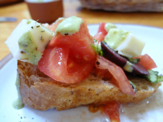 Lunch started with a bruschetta-style appetizer...