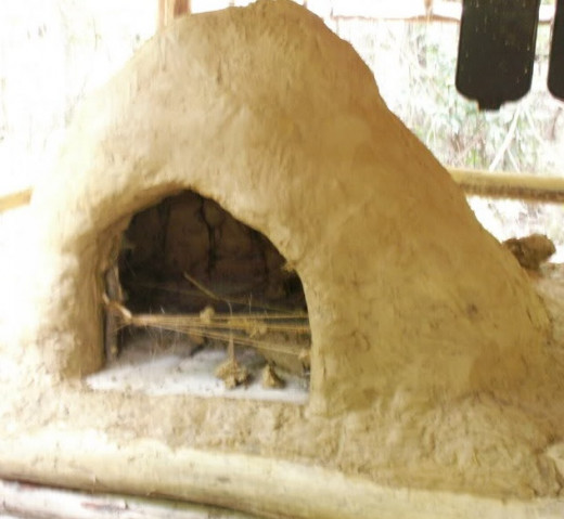This is the first mud oven we built right before we fired it.