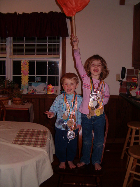 With our homemade Olympic torch we stood proud wearing all our medals.
