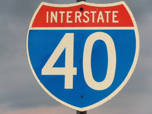 Tennessee - 455.28 miles (I never saw an I-40 sign in Tennessee to photograph, with the state name on it ??)