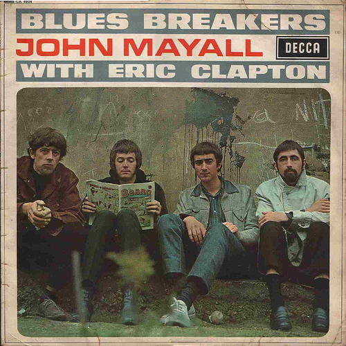 The Blues Breakers with Eric Clapton album cover, with a disinterested Clapton reading a comic book.