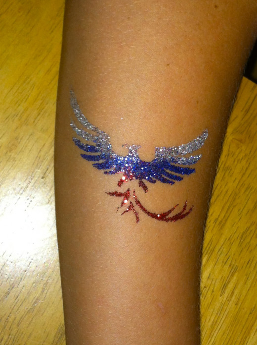 Glitter tattoo Phoenix design