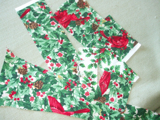 Holly and cardinal print fabric.