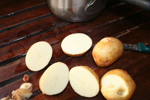 Cut the potatoes into pieces of about the same size if necessary