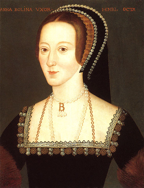 Whilst this is the most famous portrait of Anne Boleyn and is instantly recognisable, it is not a contemporary. It has been claimed that it is a copy of a lost original. The Latin inscription translates as "Anne Boleyn Wife of Henry the Eighth".
