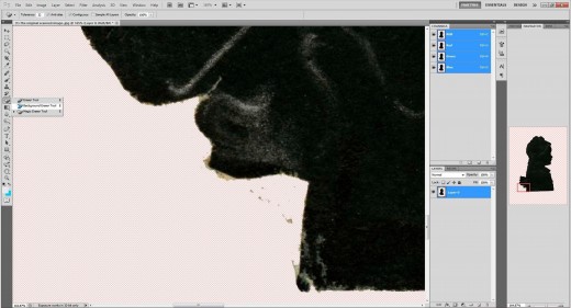 (11.) Tidy up with the 'Background Erasure tool' taking care not to erase any part of the silhouette.