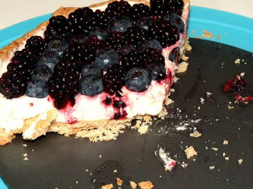 A fresh berry tart won't last long once it has been sliced!