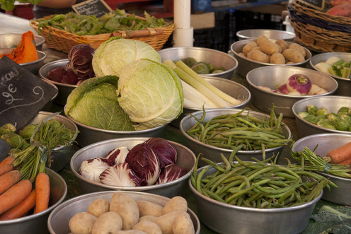 Fresh vegetables in a French farmer's market.