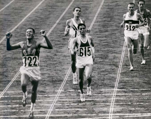 Motivation to cross the finish line: Billy Mills winning the 10,000m in the 1964 Olympics.