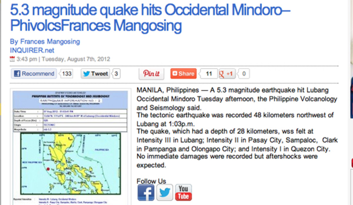 Another report confirms the earthquake and after shocks rock Manila during flood.