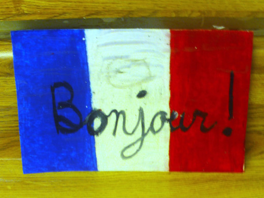 Here is a French flag that I drew and colored with oil pastels.
