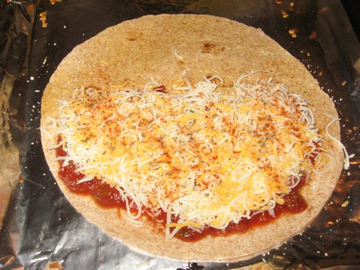 Cover half the tortilla with the filling.