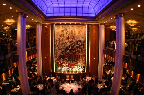 The magnificient two-tiered Britannia Restaurant on Decks 2 and 3.