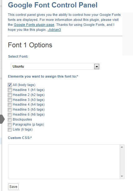 wp google fonts plugin settings