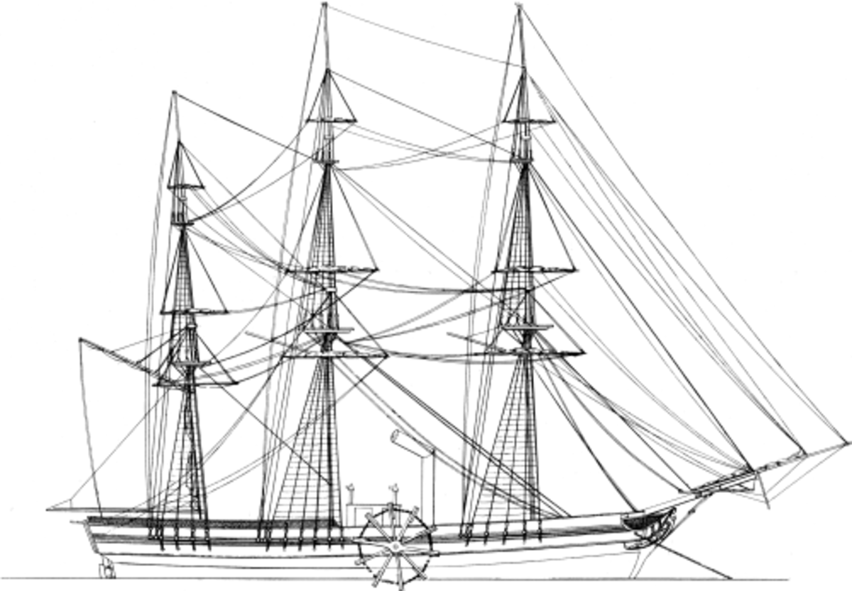 US Paddle Steamship, Savannah made the first powered crossing of the Atlantic (with assistance from its sails) in 1819