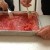 After two hours, you can scrape the watermelon ice (granita) to make it fluffy and break up large chunks.