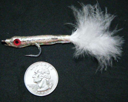 A typical saltwater fly, it is large and has a  stainless steel hook