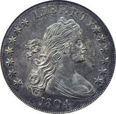 The obverse side of the 1804 silver dollar.