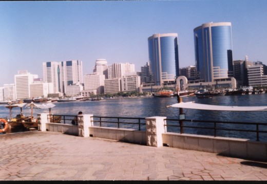 A View of the Deira side of Dubai from Bur Dubai side across the Creek.