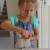 Grace grates the cheese. Grace grates the cheese.