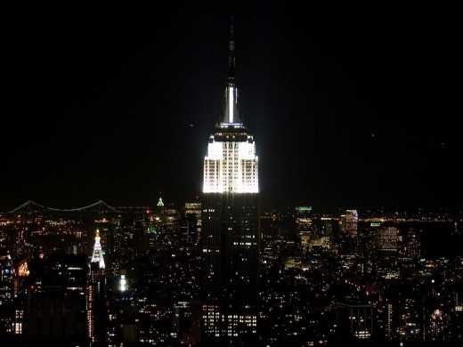 The Empire State Building lit up