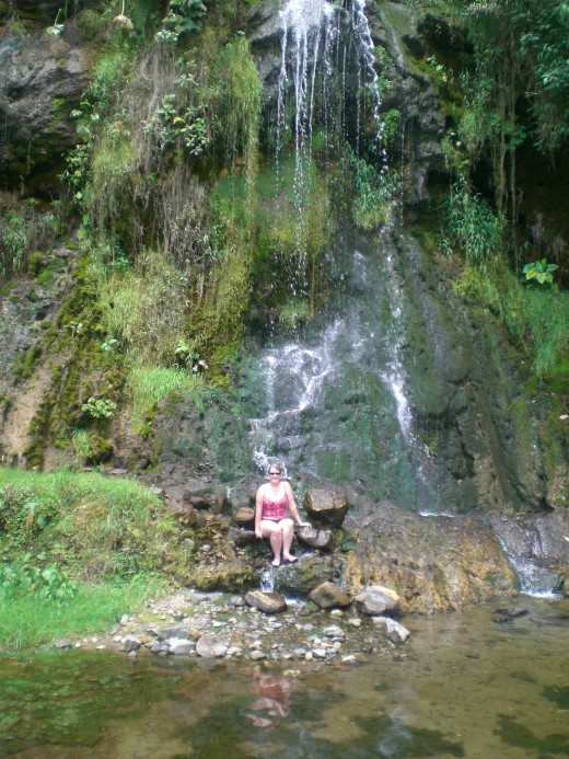 What a contrast-the hot pools and the very cold waterfall!