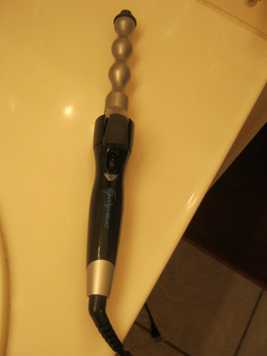 Another view of the spiral curling iron I use. The cord twists for freedom of movement, which is nice!