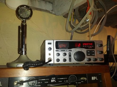 My Galaxy DX 2547 Base Station With Astatic Power Mic.and a 17.5' Solorcon A-99 Antenna attached to my roof.