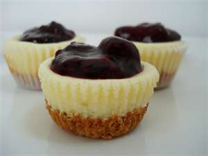 Baby cheesecakes with Blueberry Topping.