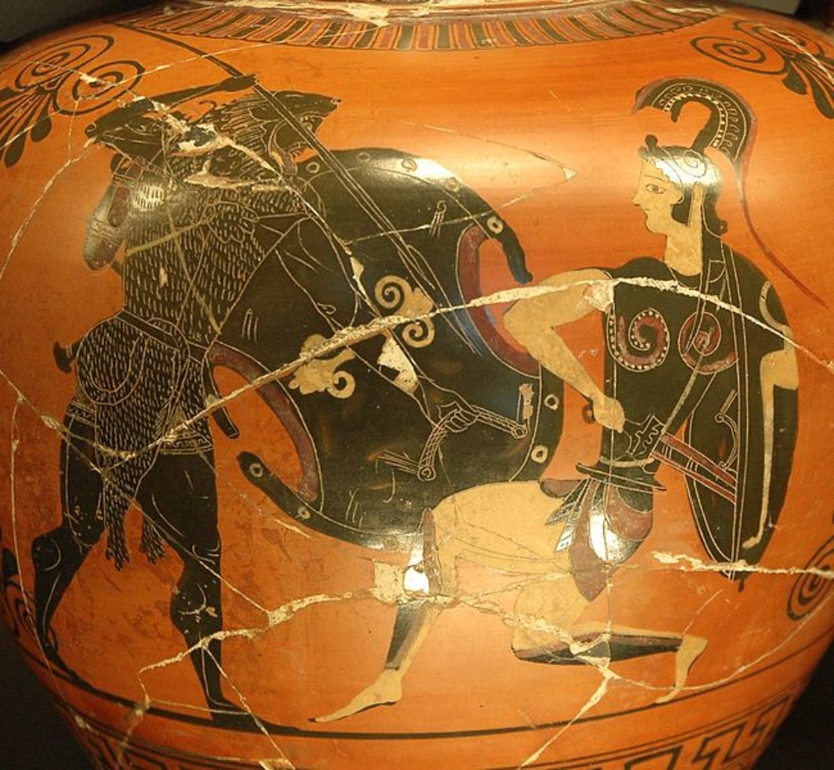 Heracles battles with an Amazon warrior.