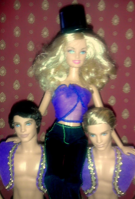 Barbie, Hans, and Franz posing for a publicity poster