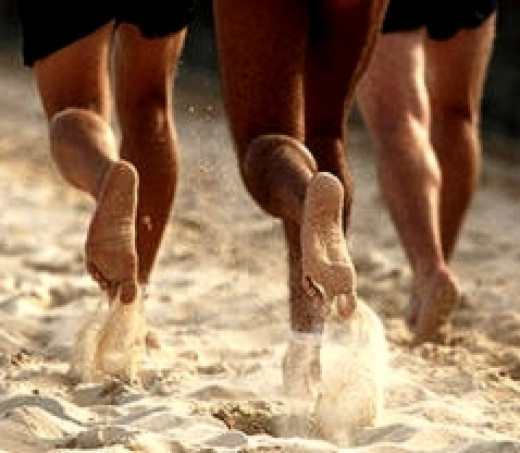 running on sand barefoot