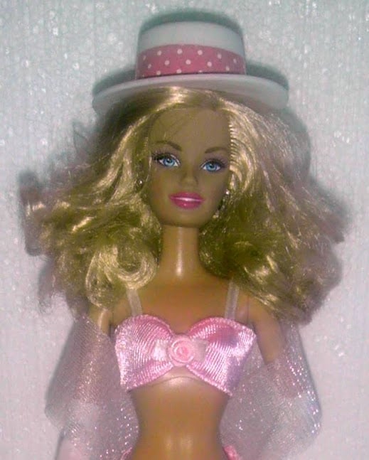 A close-up of Barbie in her favorite dancing costume