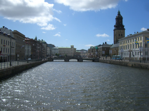 Canal and German church, Gothenburg, Sweden