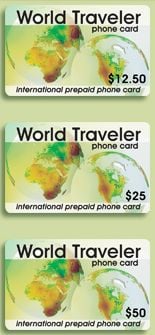MCI international prepaid phone card is available in 3 denominations: $12.50, $25.00 and $50.00.
