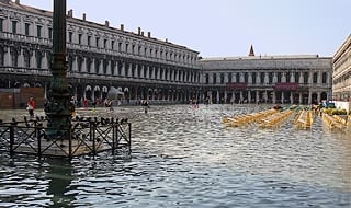 In 2007 and 2008, St. Mark's Square flooded. Much of Venice floods in the winter and springtime during the "high water" time, so it isn't unusual for locals to go about their business in high top rain boots.