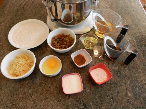 Ingredients for apple muffins.