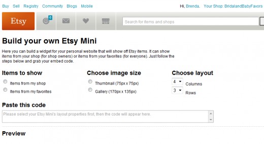Build a Widget to put on your on site and promote your etsy store products