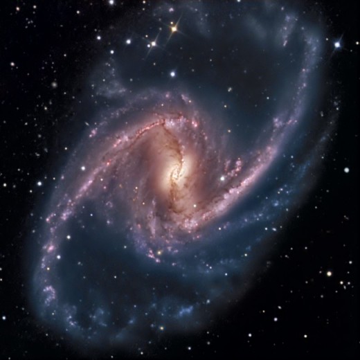 Barred spiral galaxies have bar-shaped features in their center.