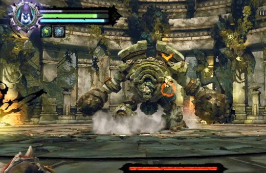 Immobilize the construct hulk by throwing the shadow bombs at the hulk