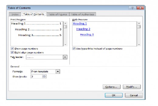 Customisable items in your Table of Contents. 