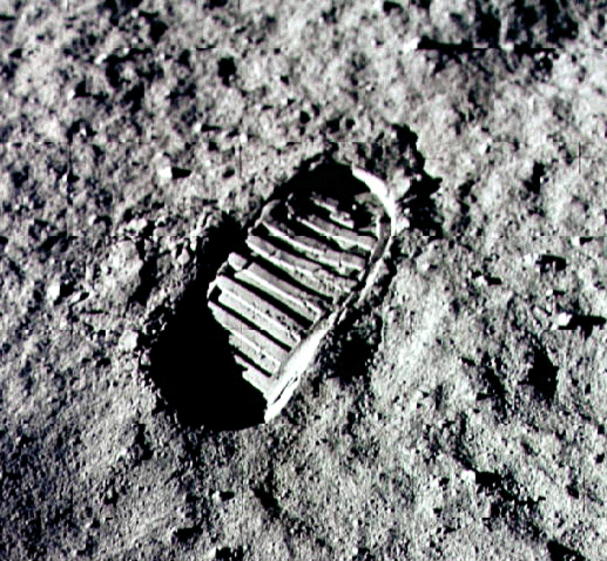 Footprint on the Moon - the first imprint of mankind on another world