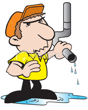 Plummer holding a leaky pipe representative of a weep pipe