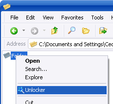 Unlocker option at right click menu
