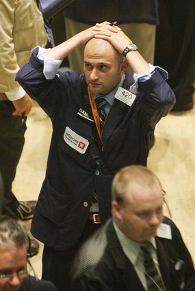 Wall Street after news of Bear Sterns requiring a bailout (AFP/Getty Images: Mario Tama)