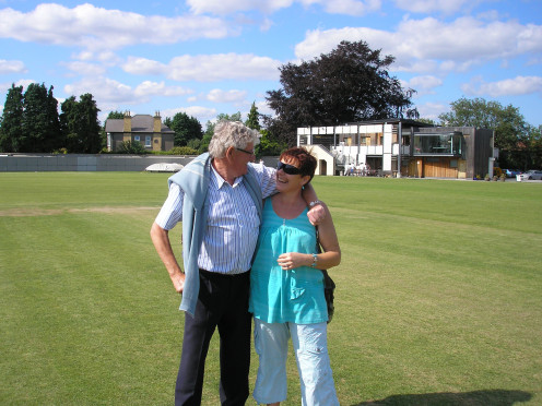 me and my dad at our Cricket Club - Y.M.C.A. Having Epilepsy did not stop me playing sport.