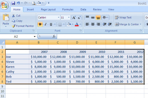 Select your data in Excel for the Stacked Chart.